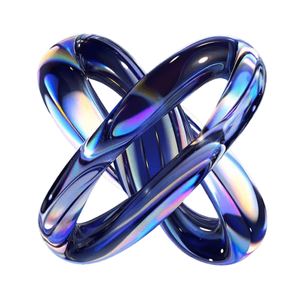 2D, 3D Mascot & Animation — holographic blue X-ring shape