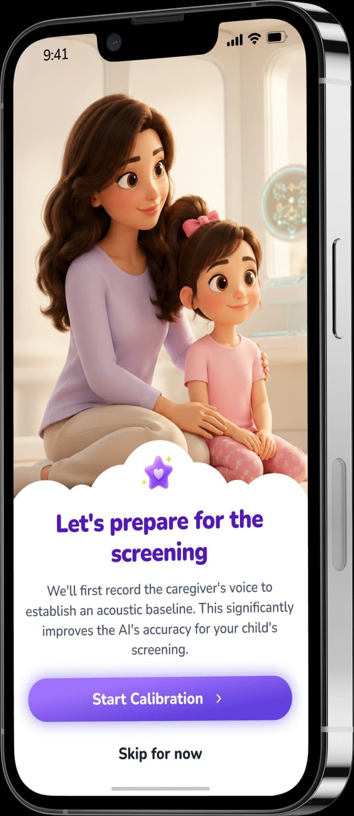 Screening app: “Let’s prepare for the screening” calibration screen
