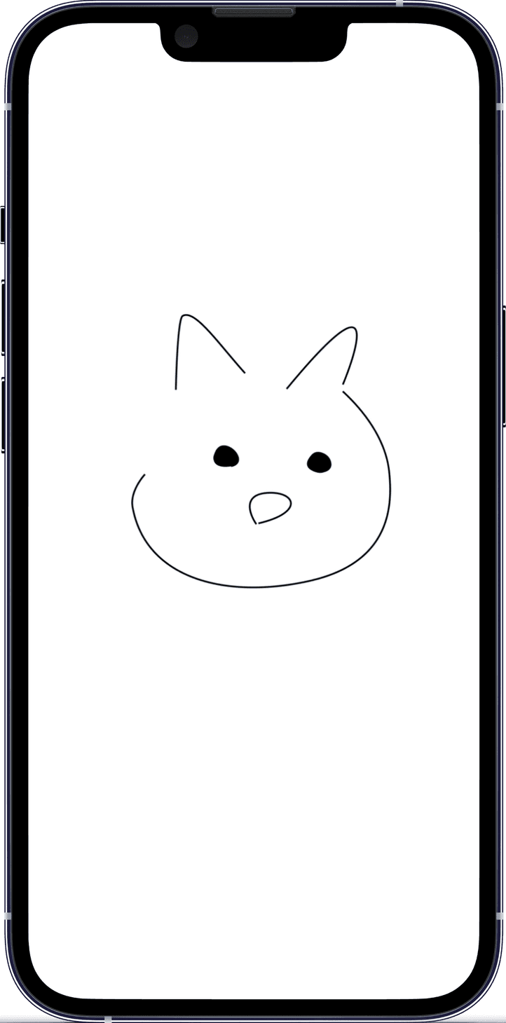 A simple line drawing of the kitten’s face
