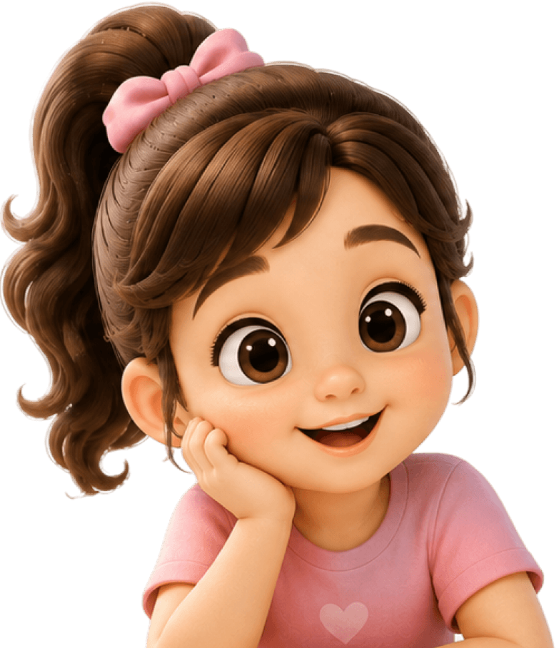 Booca, the Hai Booca character, resting her chin on her hand