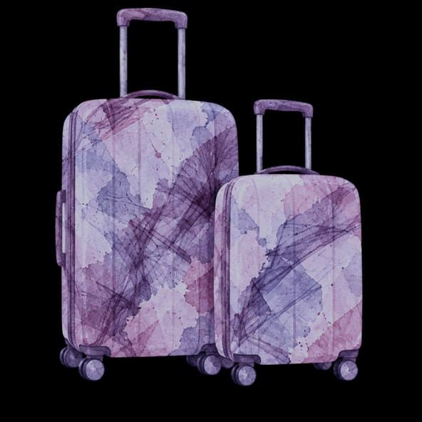 Two suitcases in the purple Lovo pattern